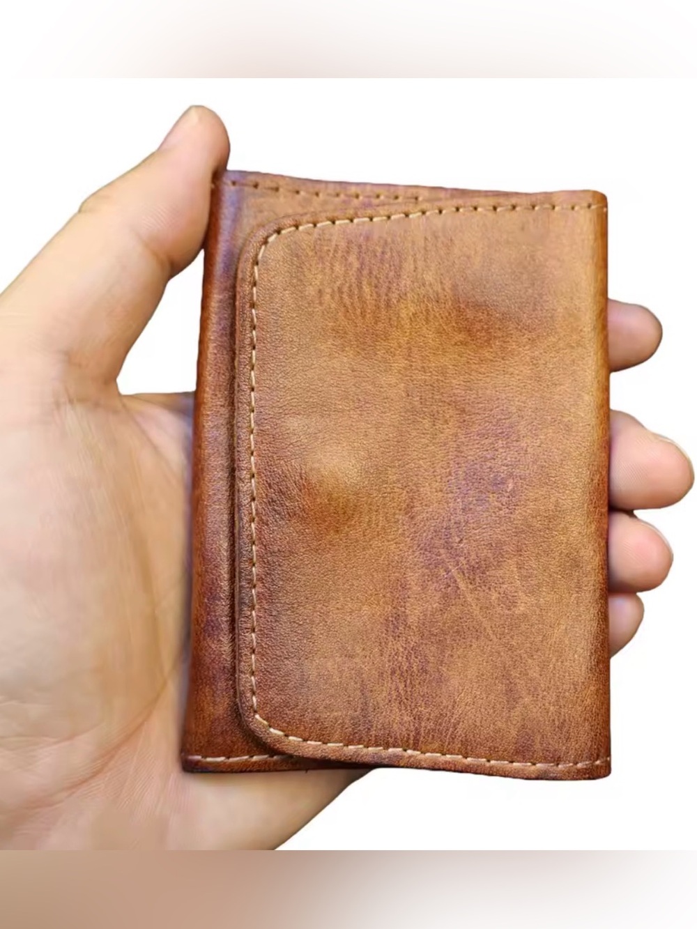 New Genuine Cowhide Leather Wallet Vintage Handmade Short Small Wallet